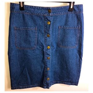 Button-up denim mini skirt